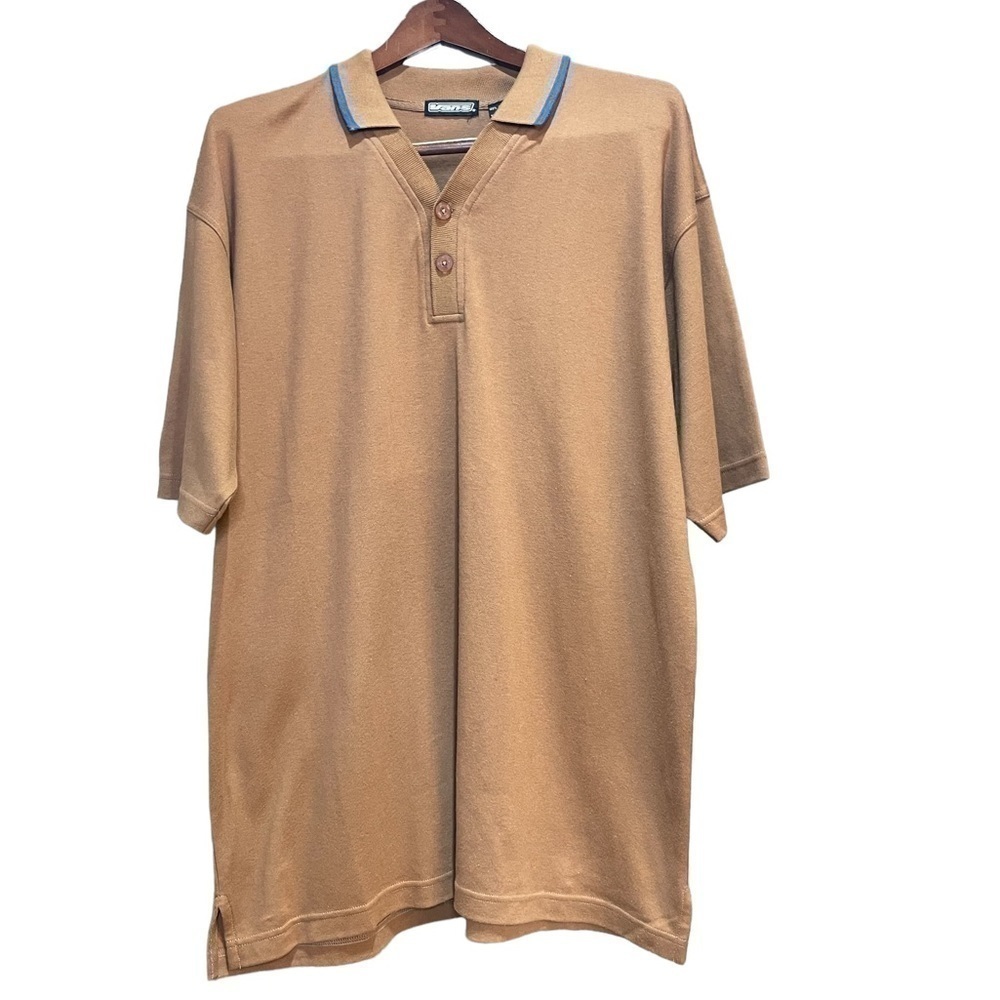 Vans Mens Polo Tan with Blue on Collar Size M But actually fits like a Large.